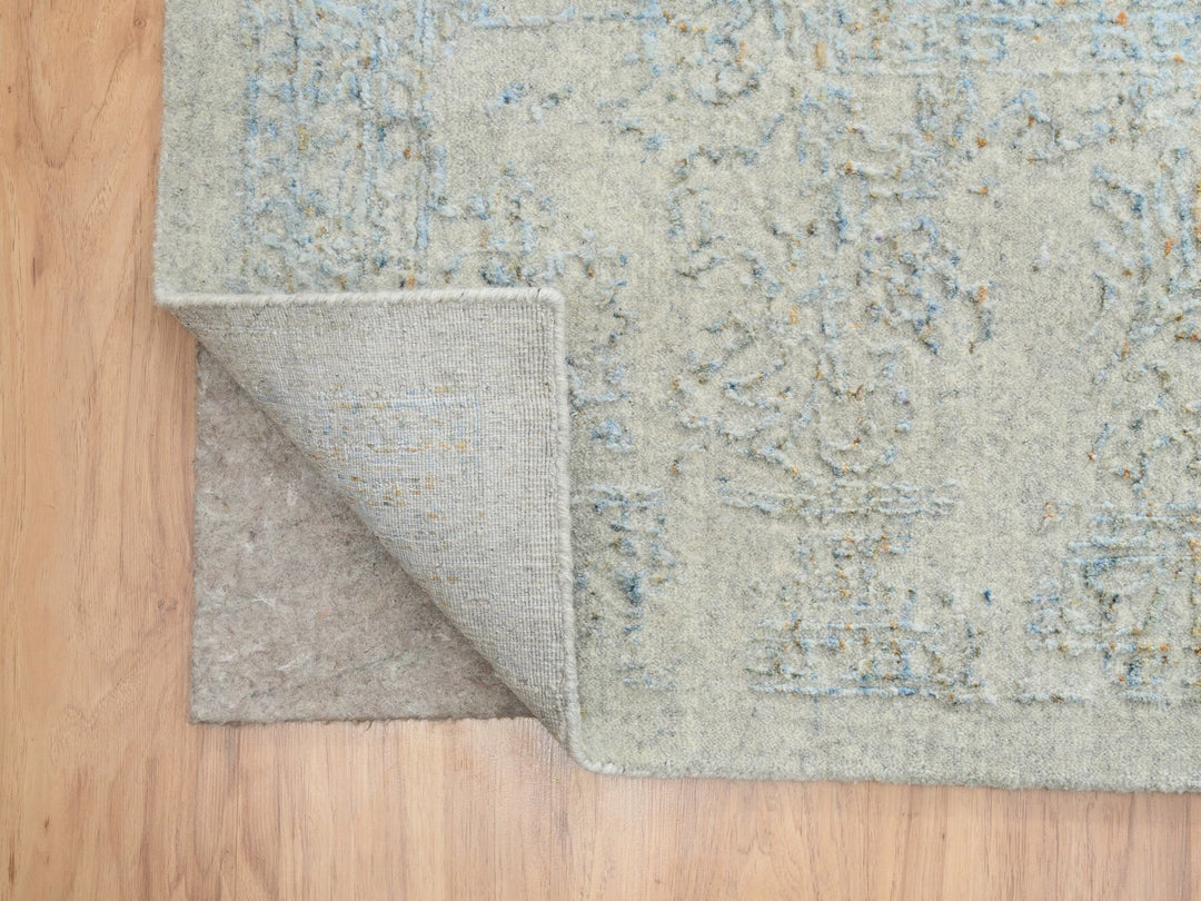 12'0" x 15'1" New Hand Loomed Blue Wool & Silk Rectangle Oriental Rug - MOA10264604