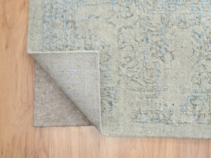 12'0" x 15'1" New Hand Loomed Blue Wool & Silk Rectangle Oriental Rug - MOA10264604