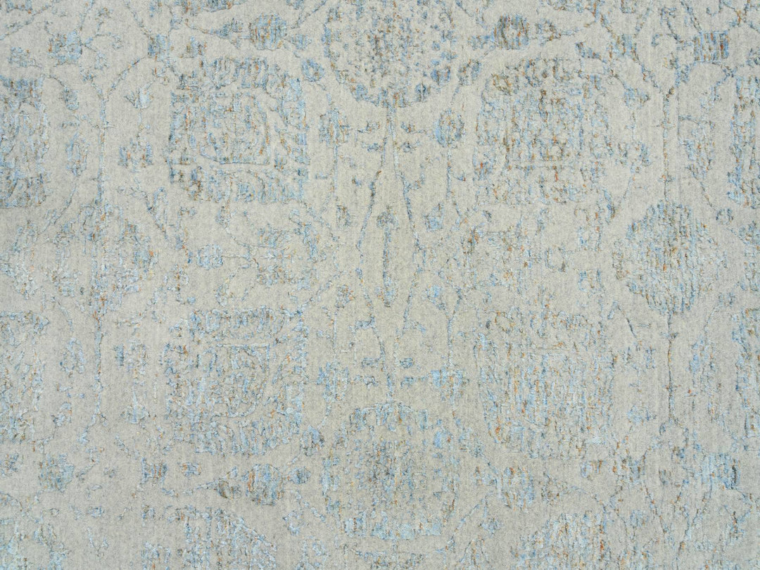 12'0" x 15'1" New Hand Loomed Blue Wool & Silk Rectangle Oriental Rug - MOA10264604