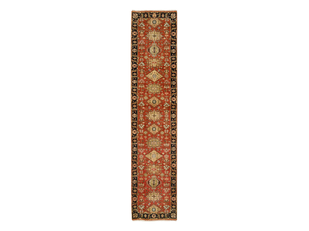 2'9" x 12'0" New Hand Knotted Red Wool Runner Oriental Rug - MOA10264632