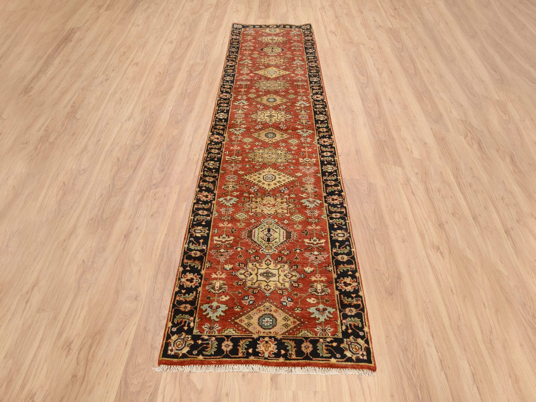 2'9" x 12'0" New Hand Knotted Red Wool Runner Oriental Rug - MOA10264632