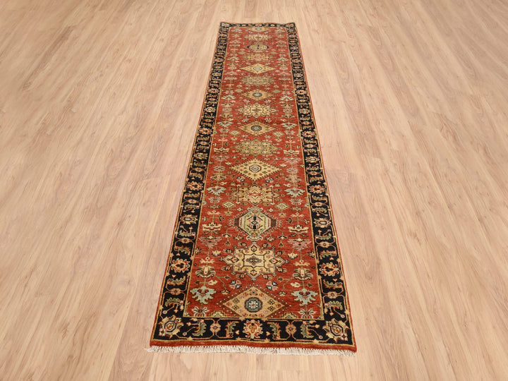 2'9" x 12'0" New Hand Knotted Red Wool Runner Oriental Rug - MOA10264632