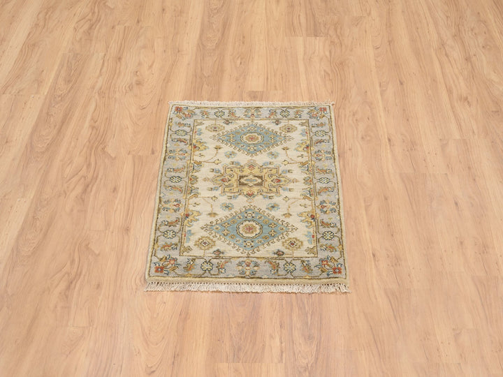 2'1" x 3'0" New Hand Knotted Ivory Wool Rectangle Oriental Rug - MOA10264637