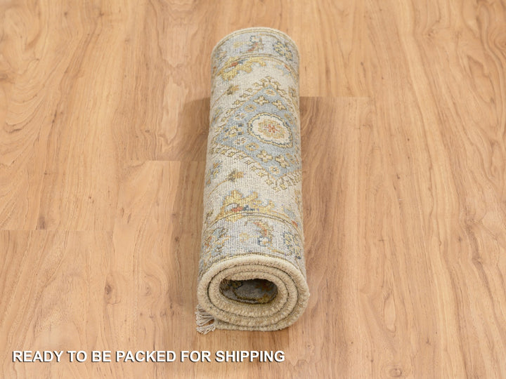 2'1" x 3'0" New Hand Knotted Ivory Wool Rectangle Oriental Rug - MOA10264637