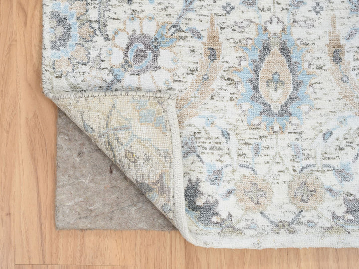 2'6" x 18'1" New Hand Knotted Ivory Wool & Silk Runner Oriental Rug - MOA10264652