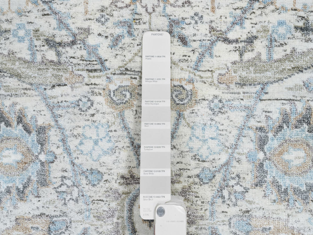 2'6" x 18'1" New Hand Knotted Ivory Wool & Silk Runner Oriental Rug - MOA10264652