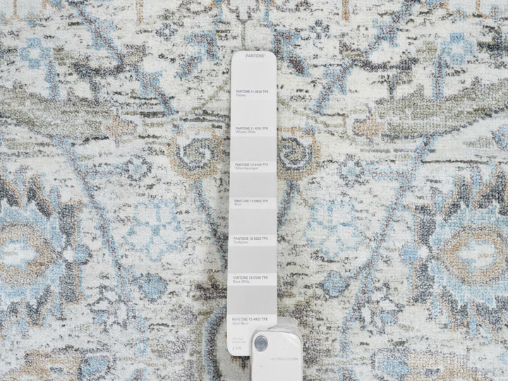 2'6" x 18'1" New Hand Knotted Ivory Wool & Silk Runner Oriental Rug - MOA10264652