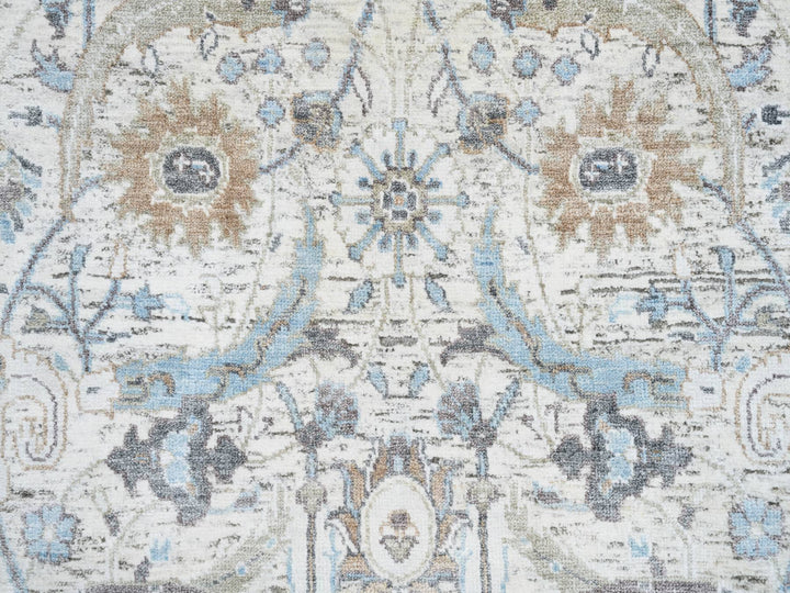 2'6" x 18'1" New Hand Knotted Ivory Wool & Silk Runner Oriental Rug - MOA10264652