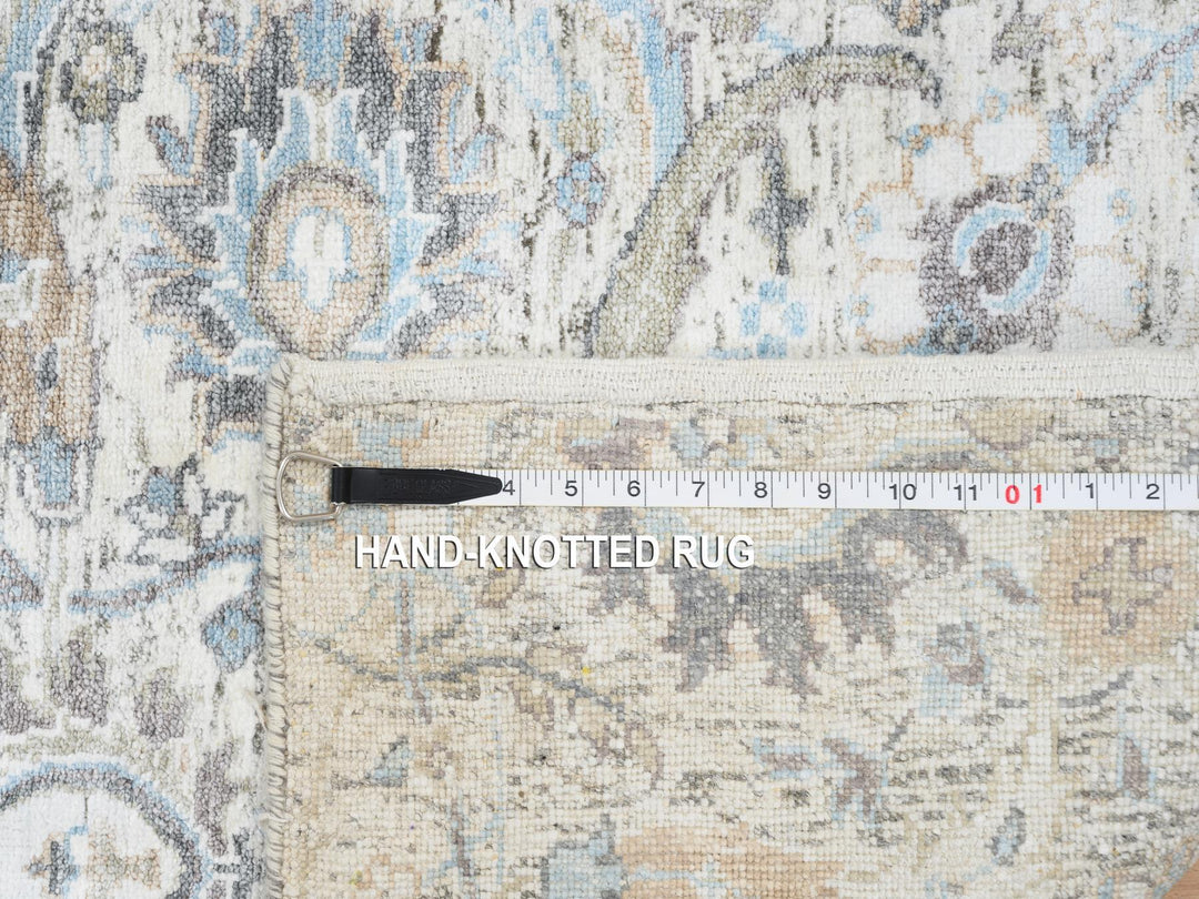 2'6" x 18'1" New Hand Knotted Ivory Wool & Silk Runner Oriental Rug - MOA10264652