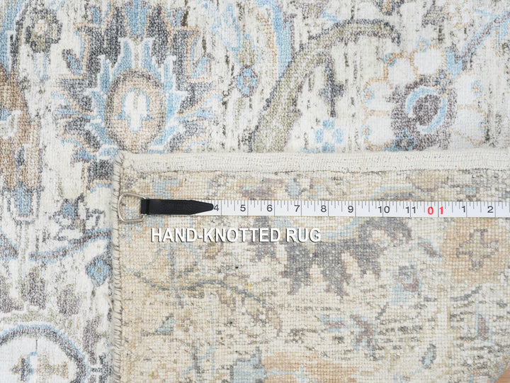 2'6" x 18'1" New Hand Knotted Ivory Wool & Silk Runner Oriental Rug - MOA10264652