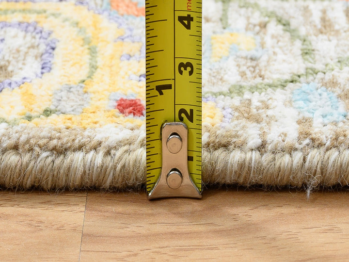 2'7" x 12'4" New Hand Knotted Ivory Wool & Silk Runner Oriental Rug - MOA10264653