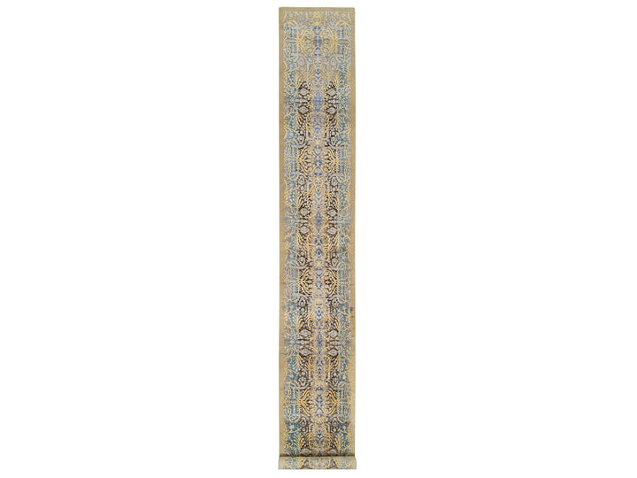 2'6" x 18'0" New Hand Knotted Brown Wool & Silk Runner Oriental Rug - MOA10264677