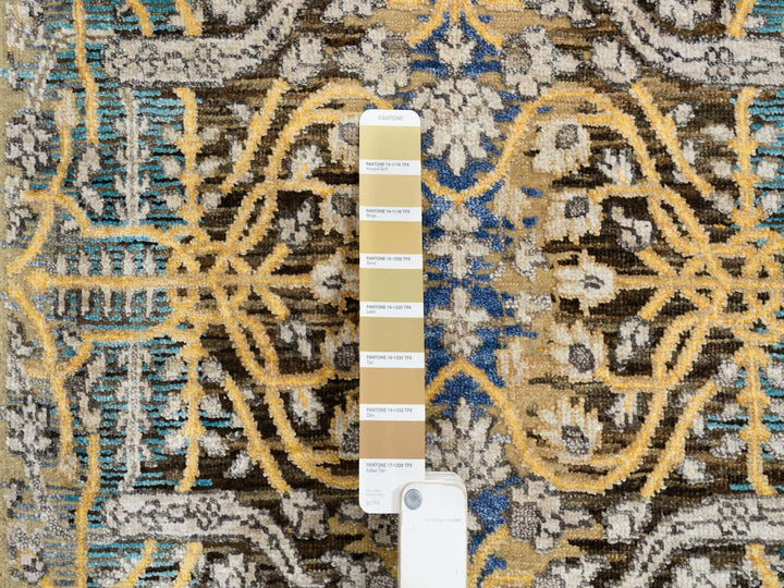 2'6" x 18'0" New Hand Knotted Brown Wool & Silk Runner Oriental Rug - MOA10264677
