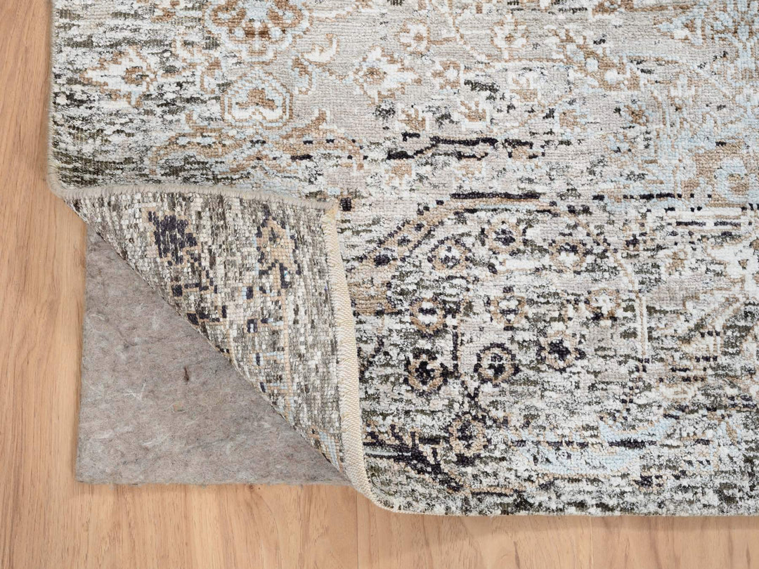 4'1" x 6'0" New Hand Knotted Brown Wool & Silk Rectangle Oriental Rug - MOA10264679