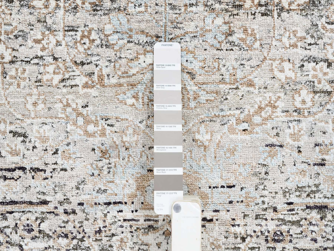 4'1" x 6'0" New Hand Knotted Brown Wool & Silk Rectangle Oriental Rug - MOA10264679