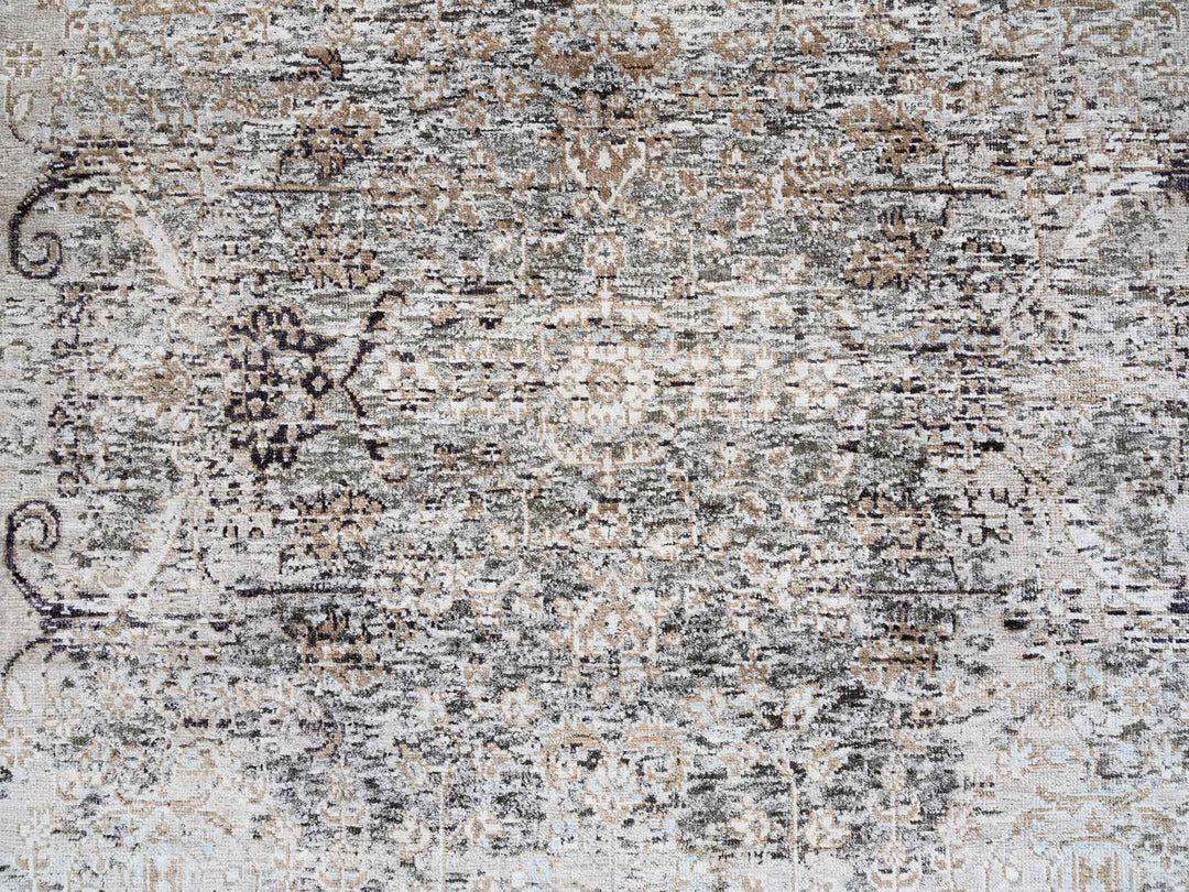 4'1" x 6'0" New Hand Knotted Brown Wool & Silk Rectangle Oriental Rug - MOA10264679