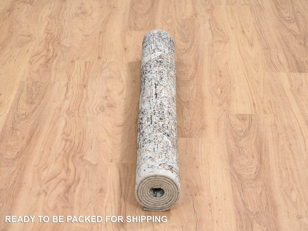 4'1" x 6'0" New Hand Knotted Brown Wool & Silk Rectangle Oriental Rug - MOA10264679