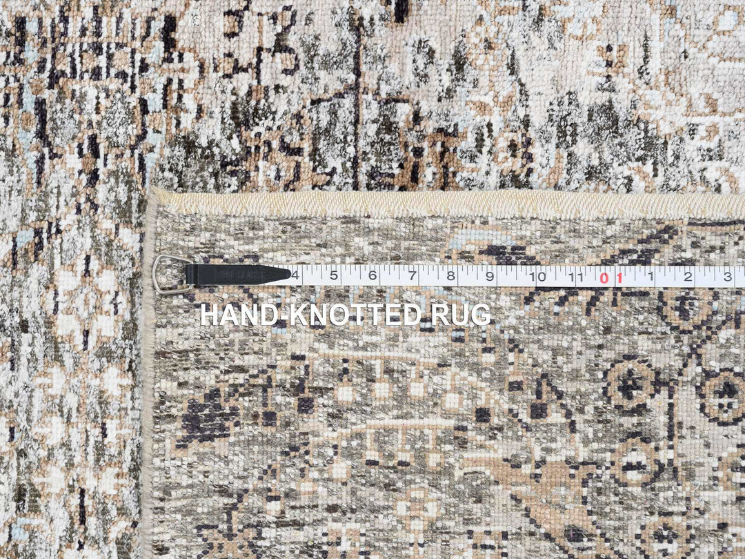 4'1" x 6'0" New Hand Knotted Brown Wool & Silk Rectangle Oriental Rug - MOA10264679