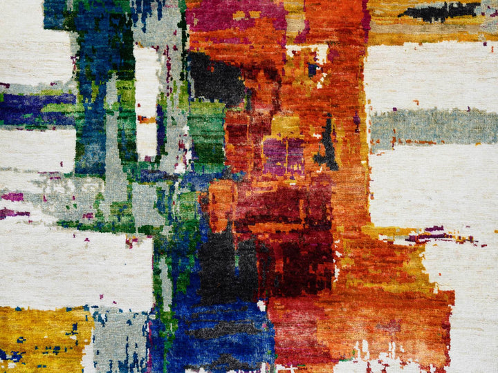 3'0" x 5'0" New Hand Knotted Multicolored Wool & Silk Rectangle Oriental Rug - MOA10264680