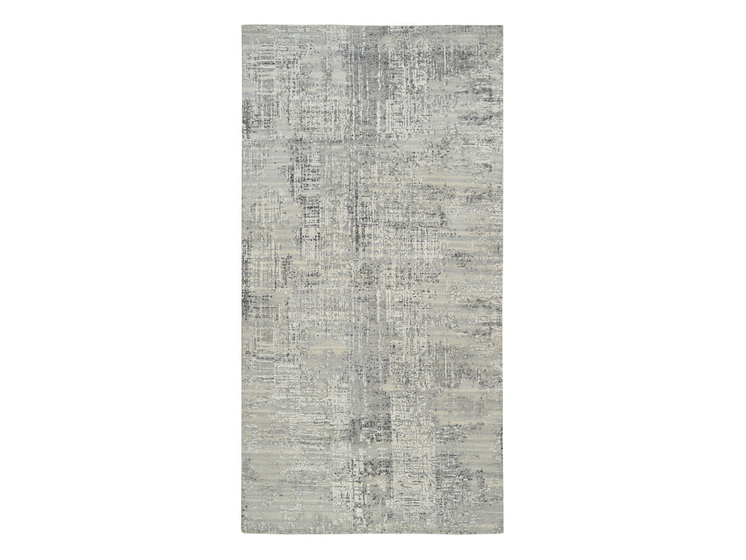 6'0" x 11'10" New Hand Knotted Grey Wool Runner Oriental Rug - MOA10264688