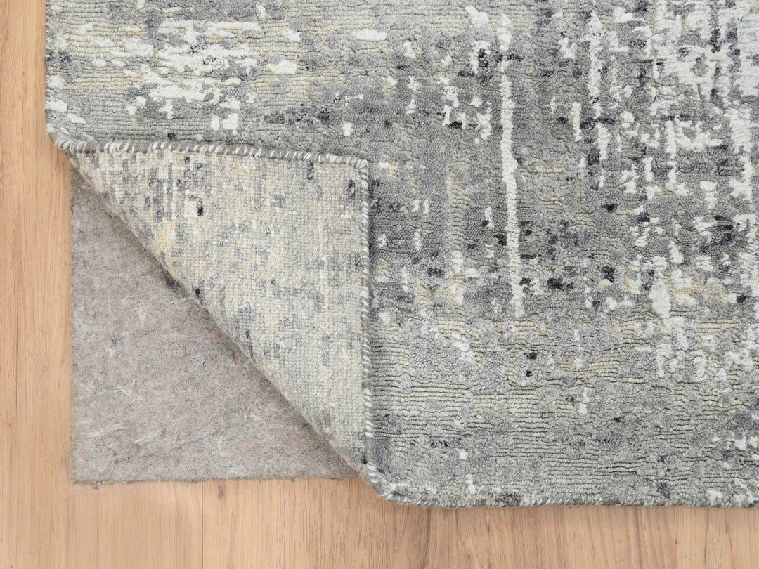 6'0" x 11'10" New Hand Knotted Grey Wool Runner Oriental Rug - MOA10264688