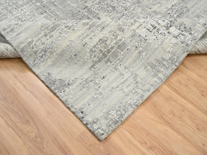 6'0" x 11'10" New Hand Knotted Grey Wool Runner Oriental Rug - MOA10264688