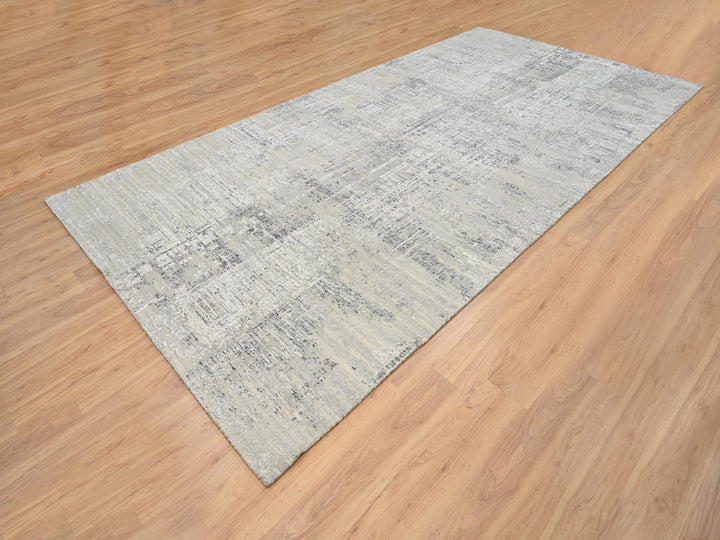 8'1" x 16'0" New Hand Knotted Grey Wool Runner Oriental Rug - MOA10264689