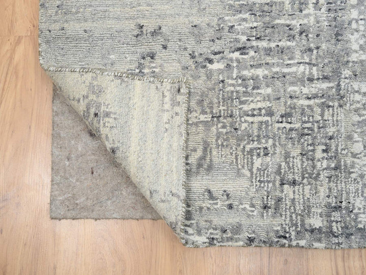 8'1" x 16'0" New Hand Knotted Grey Wool Runner Oriental Rug - MOA10264689