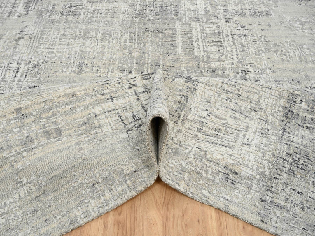 8'1" x 16'0" New Hand Knotted Grey Wool Runner Oriental Rug - MOA10264689