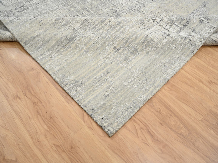 8'1" x 16'0" New Hand Knotted Grey Wool Runner Oriental Rug - MOA10264689