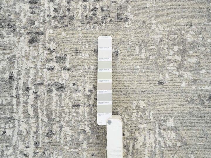 8'1" x 16'0" New Hand Knotted Grey Wool Runner Oriental Rug - MOA10264689