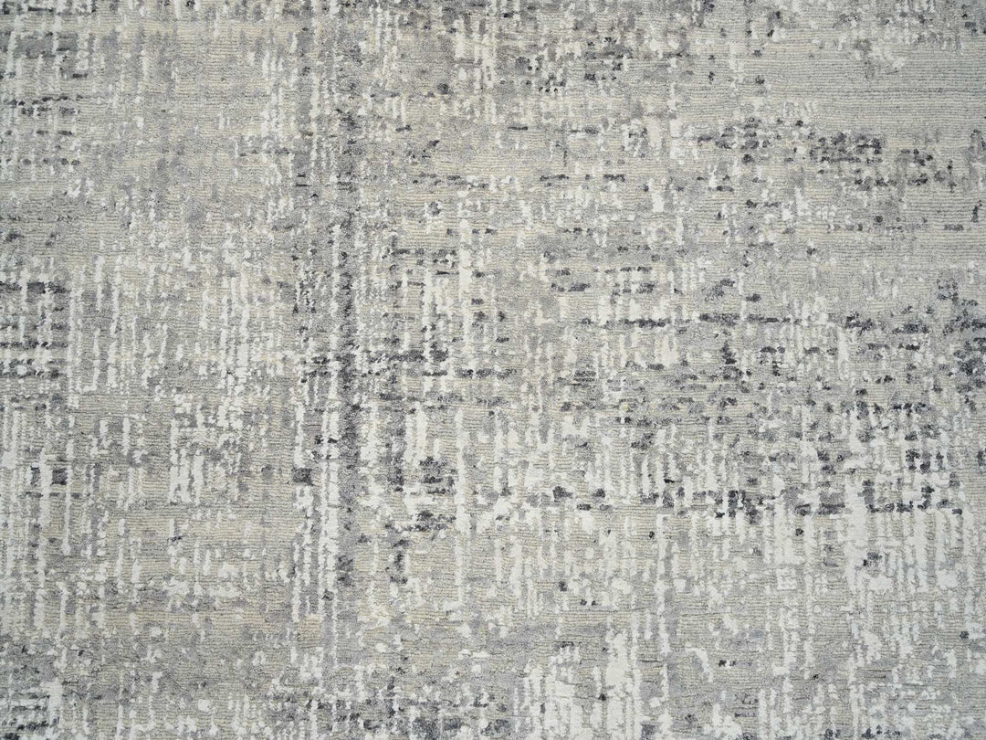 8'1" x 16'0" New Hand Knotted Grey Wool Runner Oriental Rug - MOA10264689