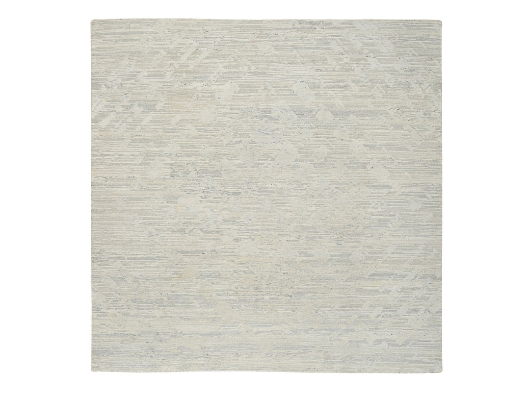 8'1" x 8'1" New Hand Knotted Grey Wool Square Oriental Rug - MOA10264690