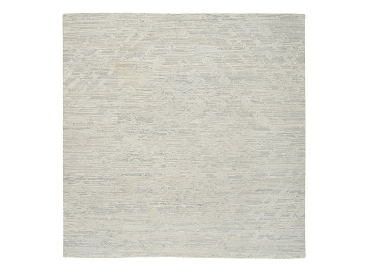 8'1" x 8'1" New Hand Knotted Grey Wool Square Oriental Rug - MOA10264690
