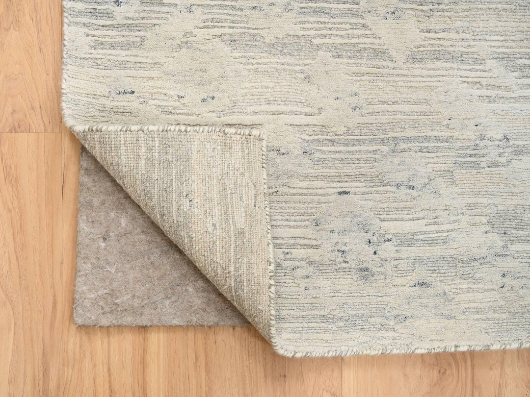 8'1" x 8'1" New Hand Knotted Grey Wool Square Oriental Rug - MOA10264690