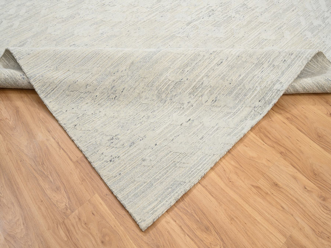8'1" x 8'1" New Hand Knotted Grey Wool Square Oriental Rug - MOA10264690