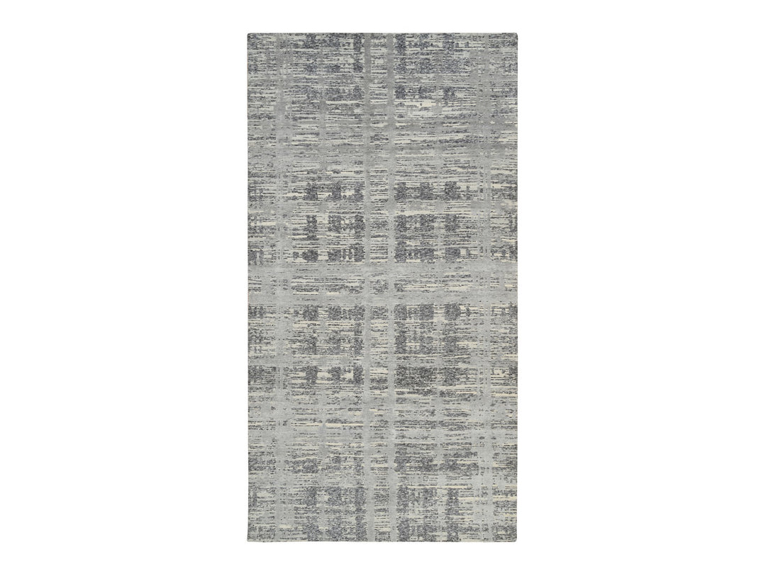 6'2" x 12'0" New Hand Knotted Grey Wool Runner Oriental Rug - MOA10264691