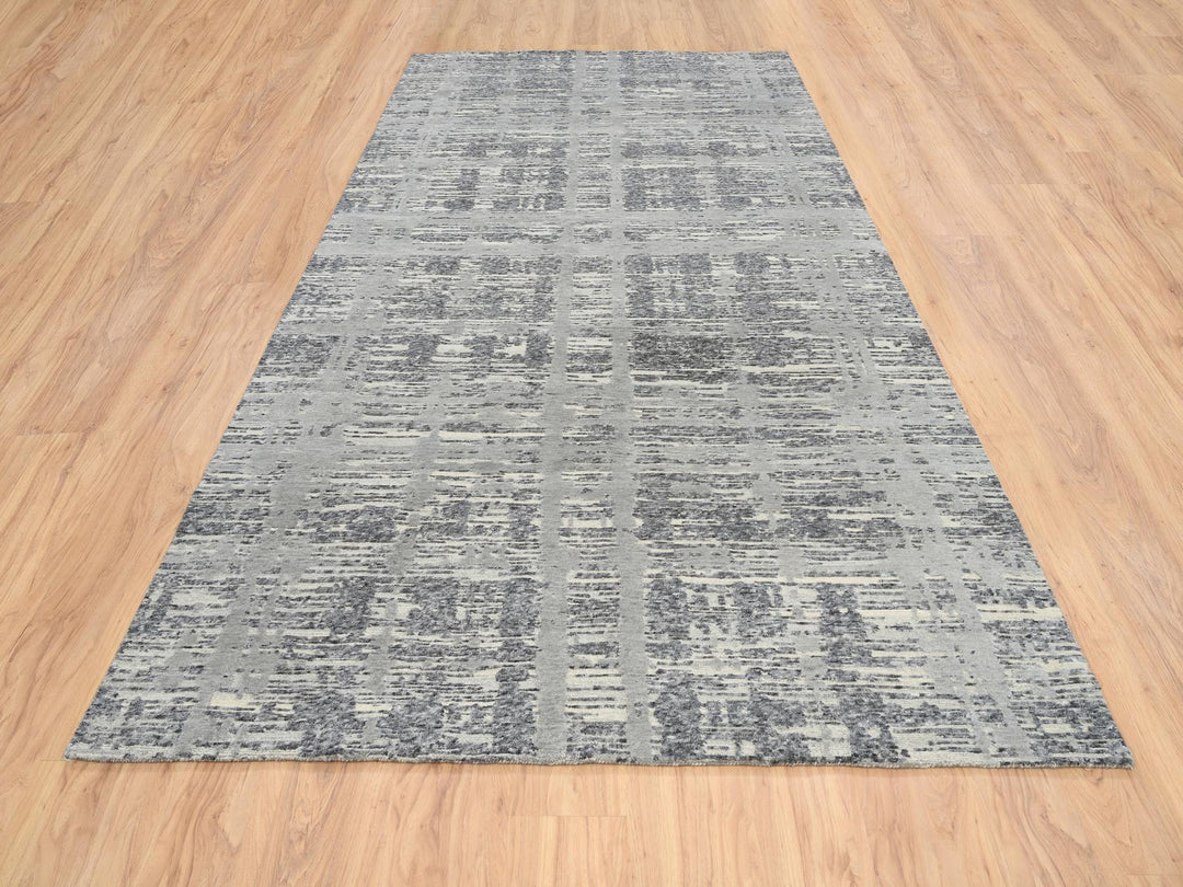 6'2" x 12'0" New Hand Knotted Grey Wool Runner Oriental Rug - MOA10264691
