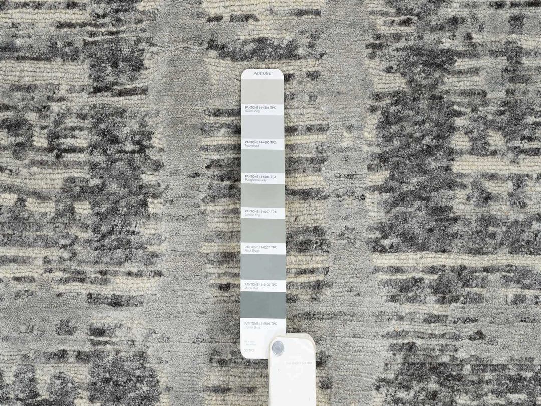 6'2" x 12'0" New Hand Knotted Grey Wool Runner Oriental Rug - MOA10264691