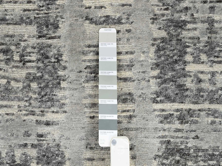 6'2" x 12'0" New Hand Knotted Grey Wool Runner Oriental Rug - MOA10264691