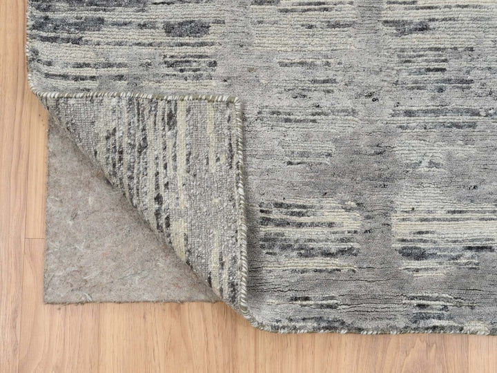 2'6" x 22'0" New Hand Knotted Grey Wool Runner Oriental Rug - MOA10264695