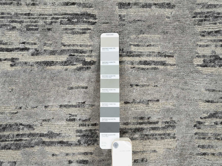 2'6" x 22'0" New Hand Knotted Grey Wool Runner Oriental Rug - MOA10264695