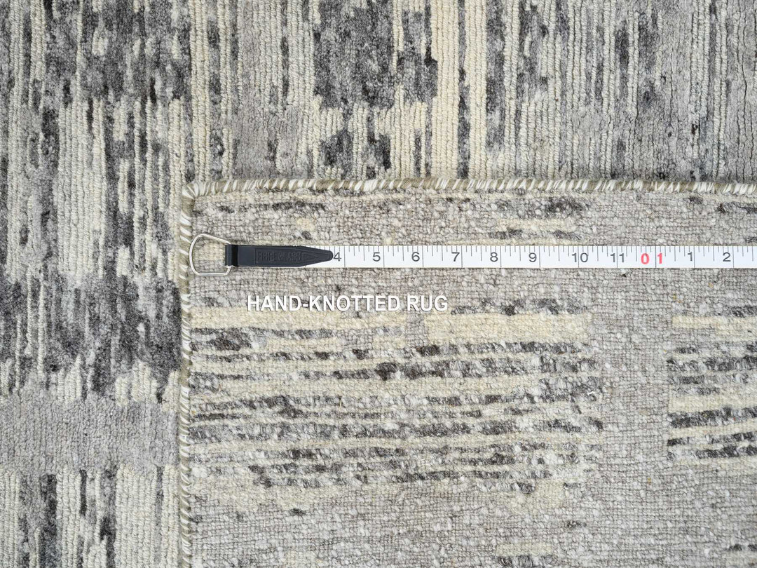2'6" x 22'0" New Hand Knotted Grey Wool Runner Oriental Rug - MOA10264695