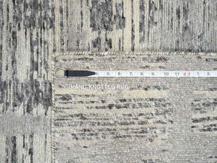 2'6" x 22'0" New Hand Knotted Grey Wool Runner Oriental Rug - MOA10264695