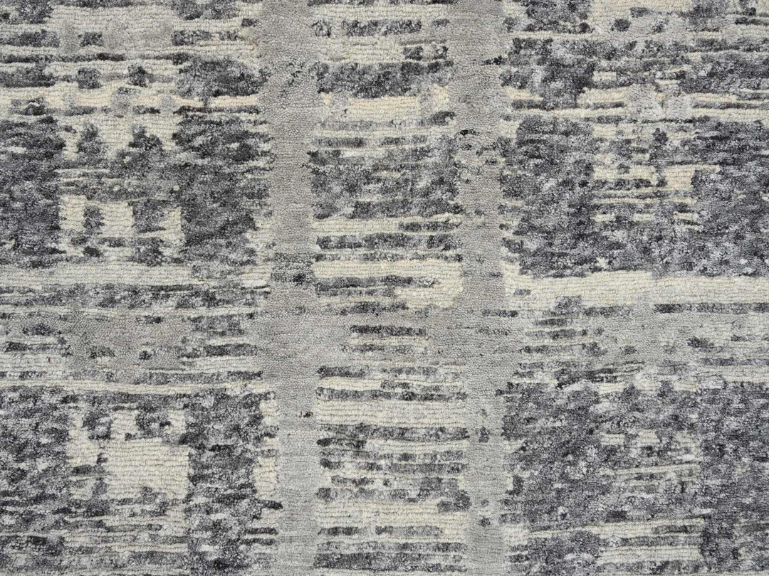 2'7" x 23'8" New Hand Knotted Grey Wool Runner Oriental Rug - MOA10264696