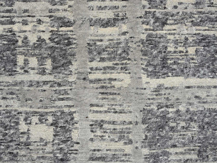 2'7" x 23'8" New Hand Knotted Grey Wool Runner Oriental Rug - MOA10264696