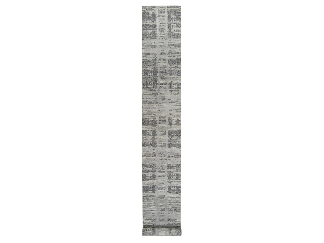 2'6" x 20'0" New Hand Knotted Grey Wool Runner Oriental Rug - MOA10264697