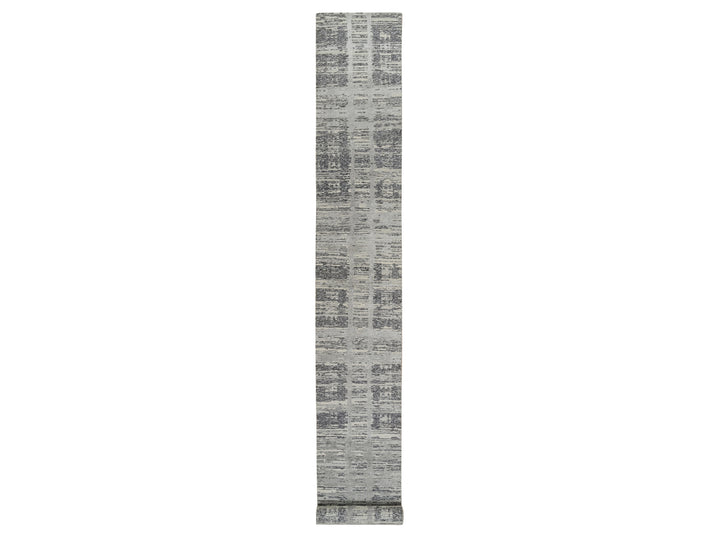 2'6" x 20'0" New Hand Knotted Grey Wool Runner Oriental Rug - MOA10264697