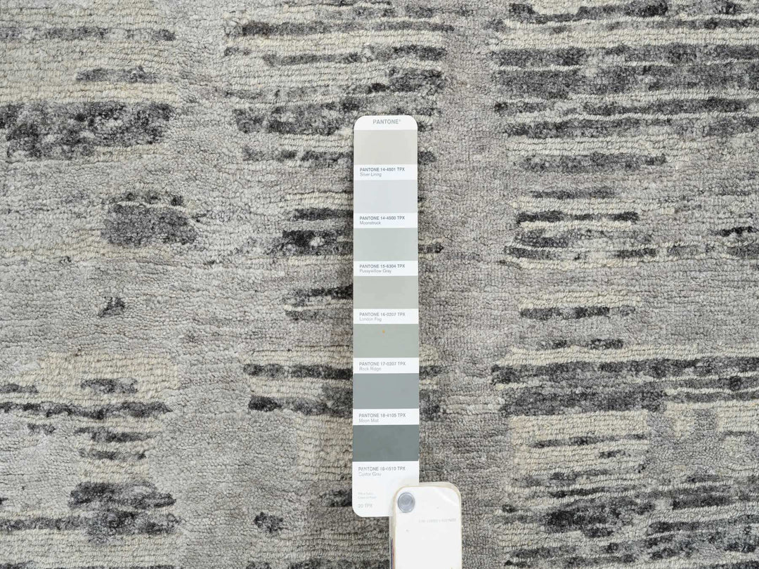 2'6" x 20'0" New Hand Knotted Grey Wool Runner Oriental Rug - MOA10264697