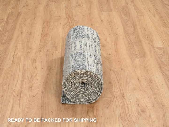 2'6" x 20'0" New Hand Knotted Grey Wool Runner Oriental Rug - MOA10264697